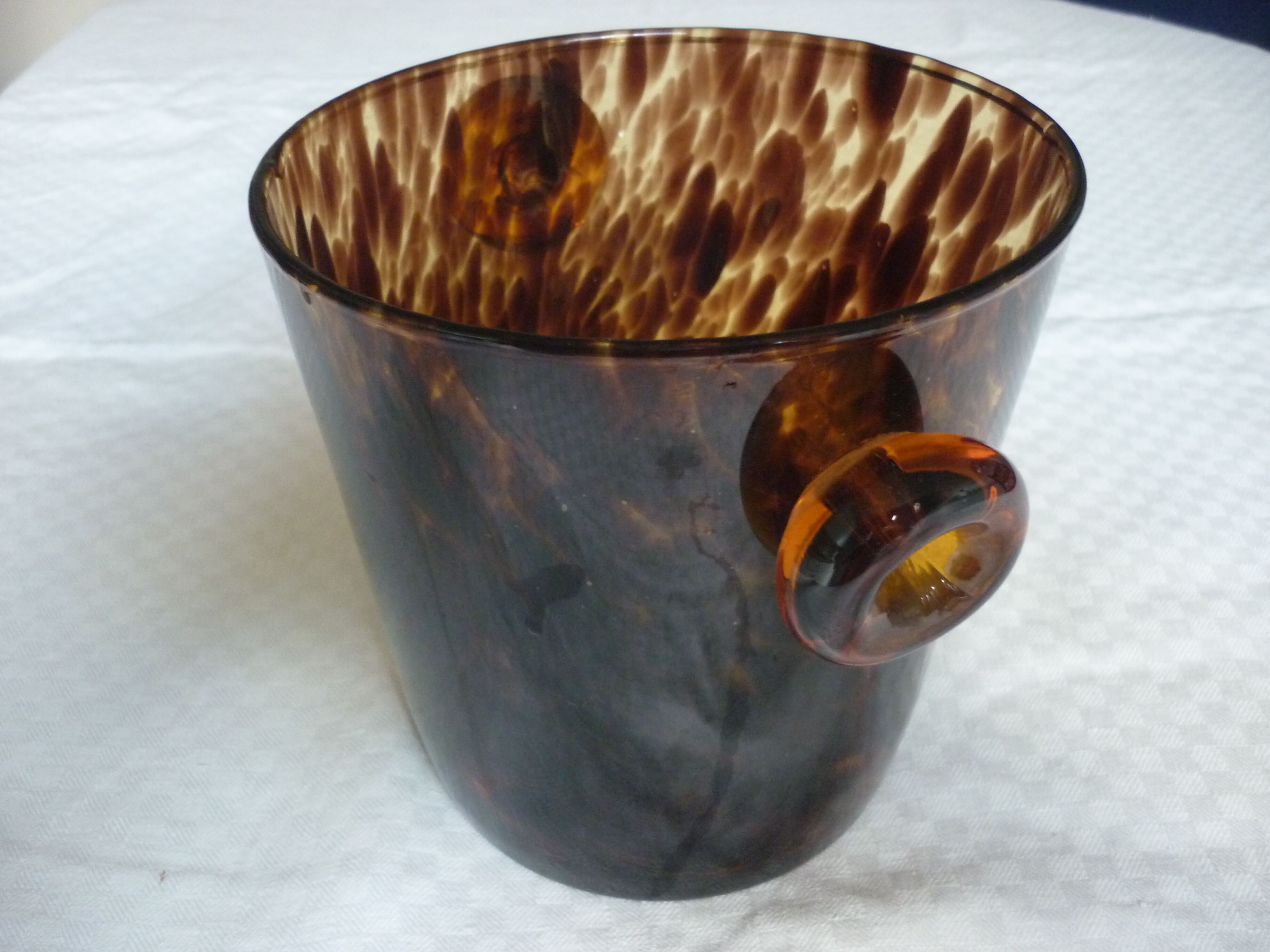Brown speckled glass ice bucket