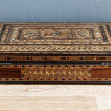 BOX XIXth in wood marquetry and mother-of-pearl