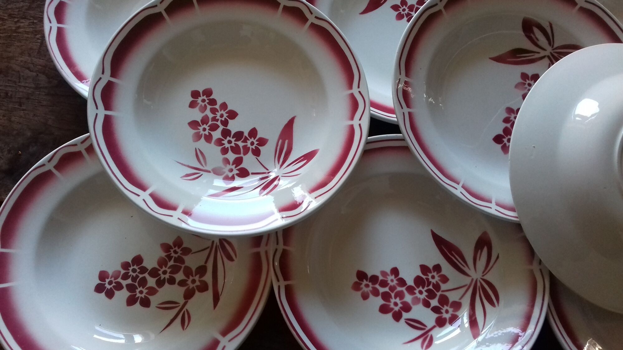 Lot 12 hollow plates Badonviller porcelain