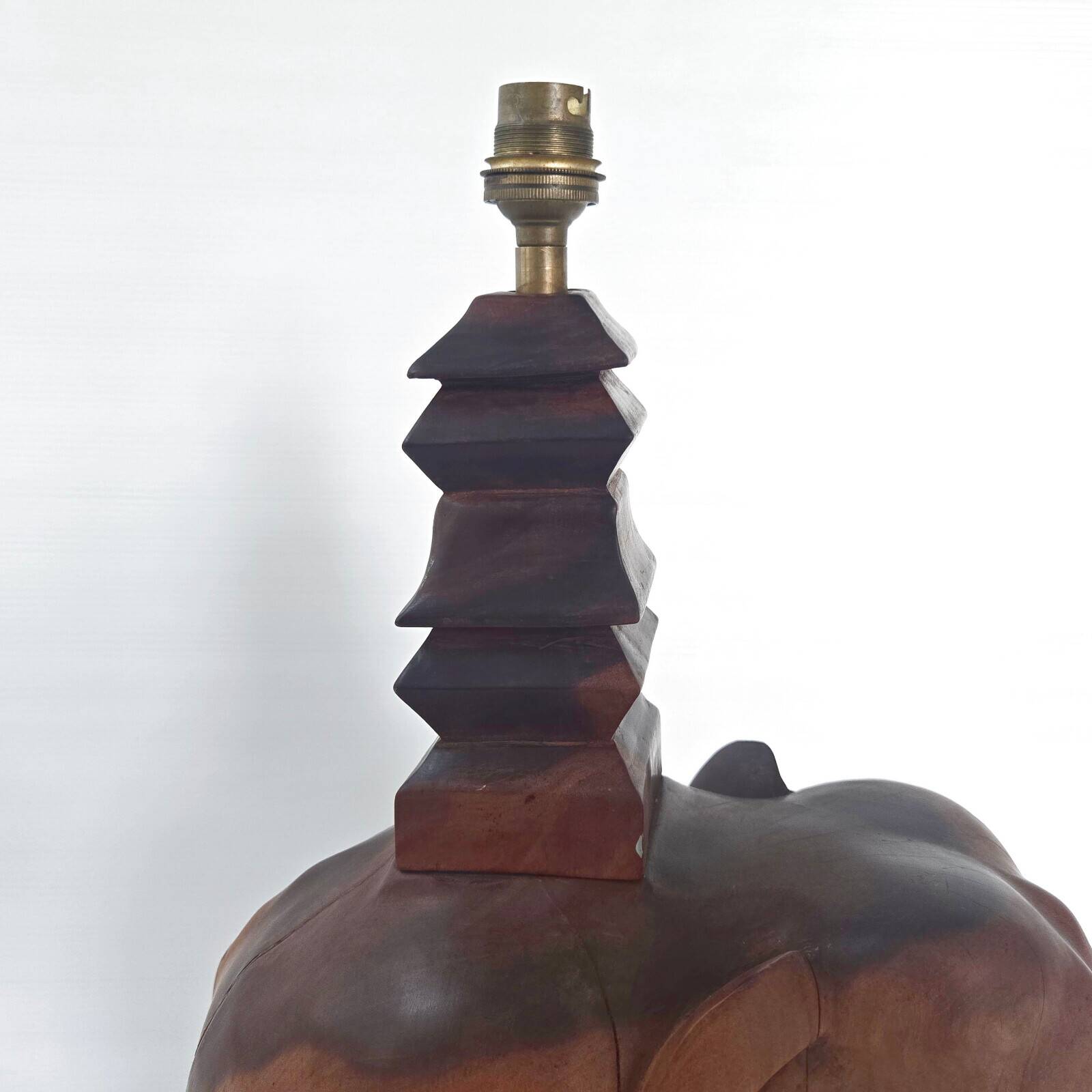 Magnificent vintage art deco elephant lamp 1940s 1950s in solid wood 40s 50s