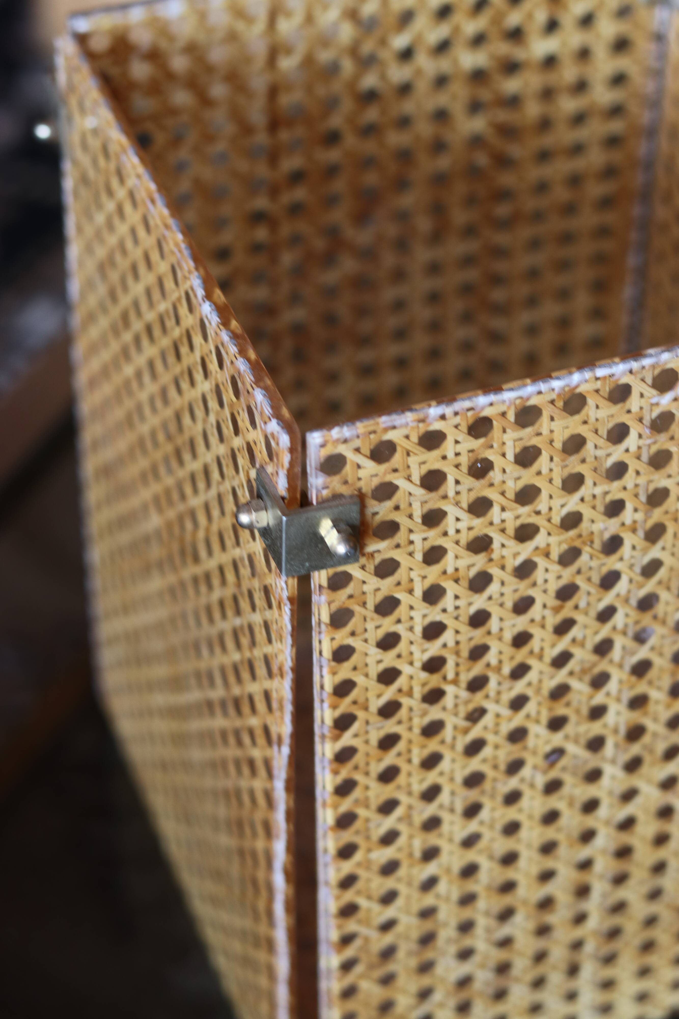 Cane and plexiglass basket, 1970s