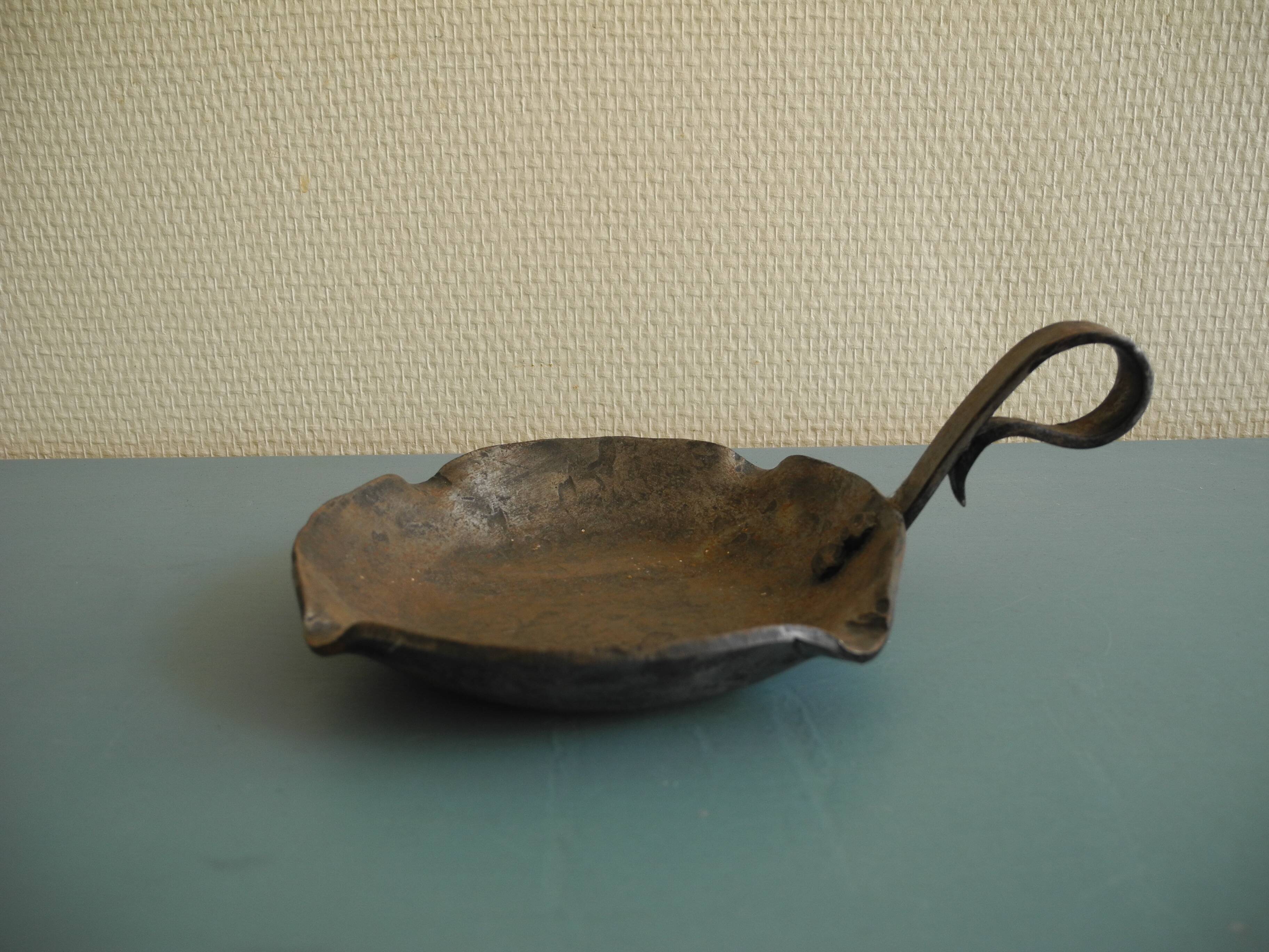 antique brutalist wrought iron ashtray, vintage decor