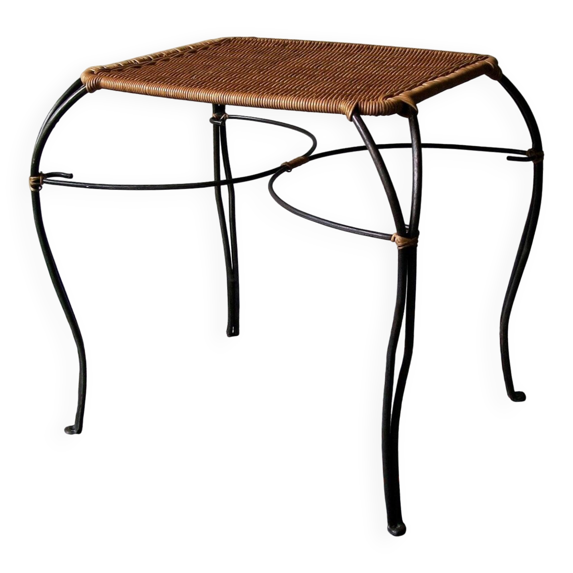 Vintage Swedish rattan and iron side table or wine or coffee table , 1970s