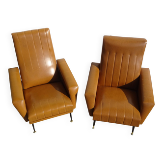 Vintage armchairs, 1970s in sky brown/camel