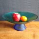 Vintage Glass Blown Fruit Bowl – Blue and Green Design Centrepiece