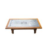 Vintage wood and tin coffee table