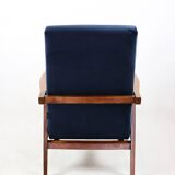 Vintage loft armchair 1970s navy blue velvet - 2 pieces available