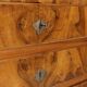 Antique walnut and walnut burl commode, poplar, Italy, 18th century.
