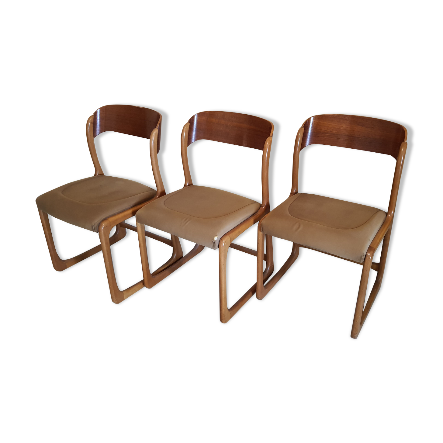 3 chairs Baumann Sled 1960 original fabric