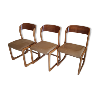 3 chairs Baumann Sled 1960 original fabric