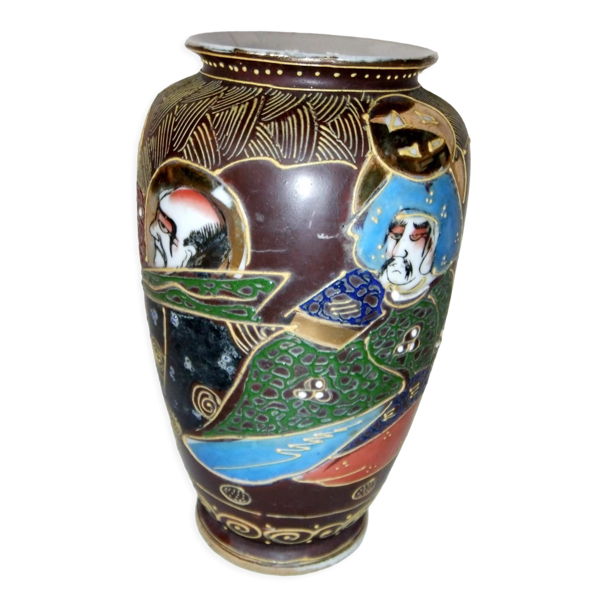 Vase of Japan Satsuma enamelled signature red stamp porcelain