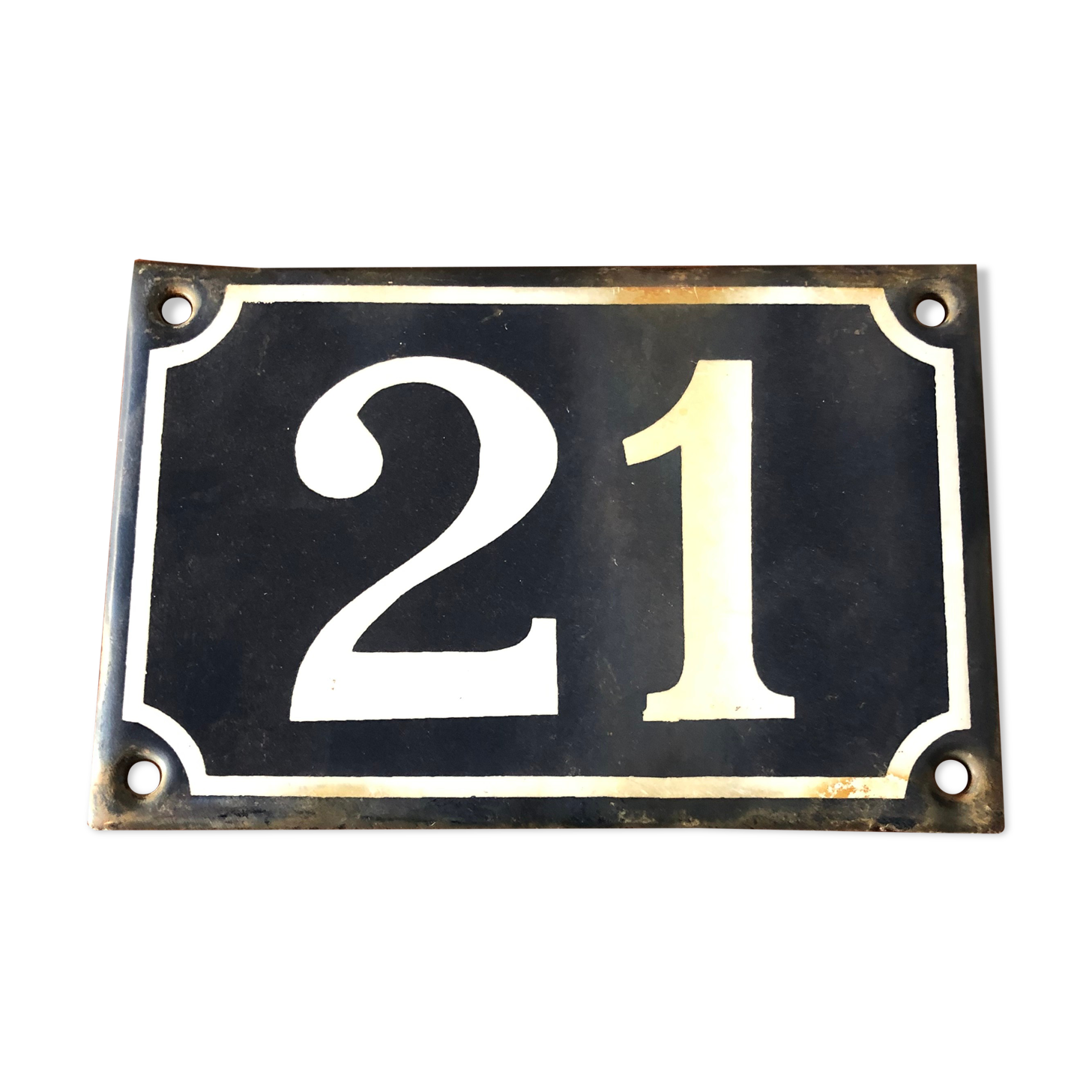 Old enamelled plate number 21