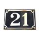 Old enamelled plate number 21