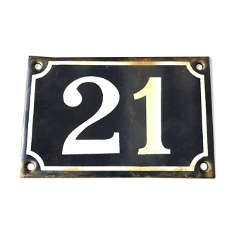Old enamelled plate number 21