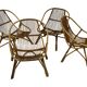 Ensemble vintage de 4 fauteuils club en rotin Rohe Noordwolde 1960