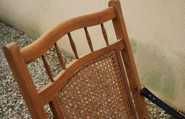 Chaise longue cannée XIXème siècle de style colonial