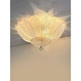 Luxury Venetian White Graniglia Leaf Murano Glass Ceiling Flush Mount