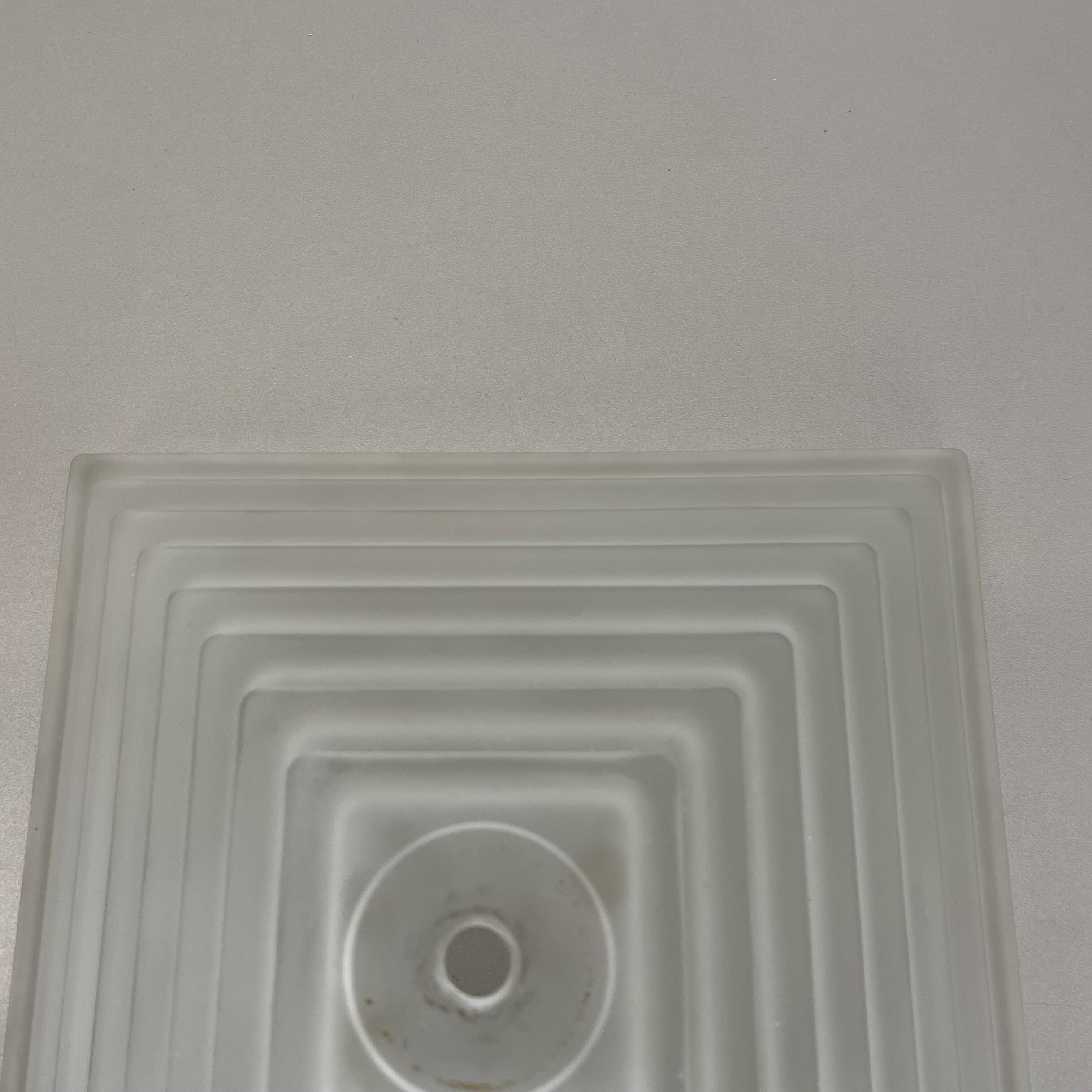 Cubic satin white glass wall light by glashütte limburg attrib., germany 1980s