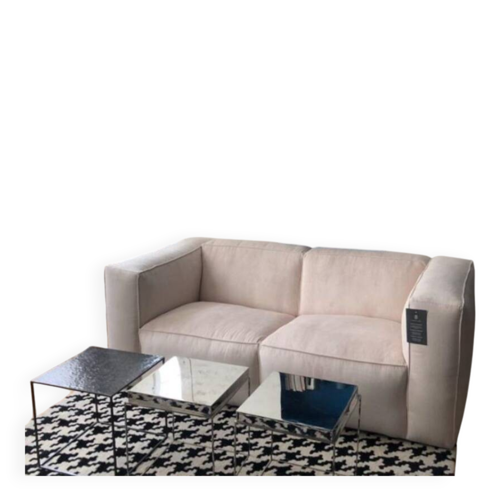 Beige corduroy two-seater sofa