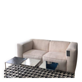 Beige corduroy two-seater sofa