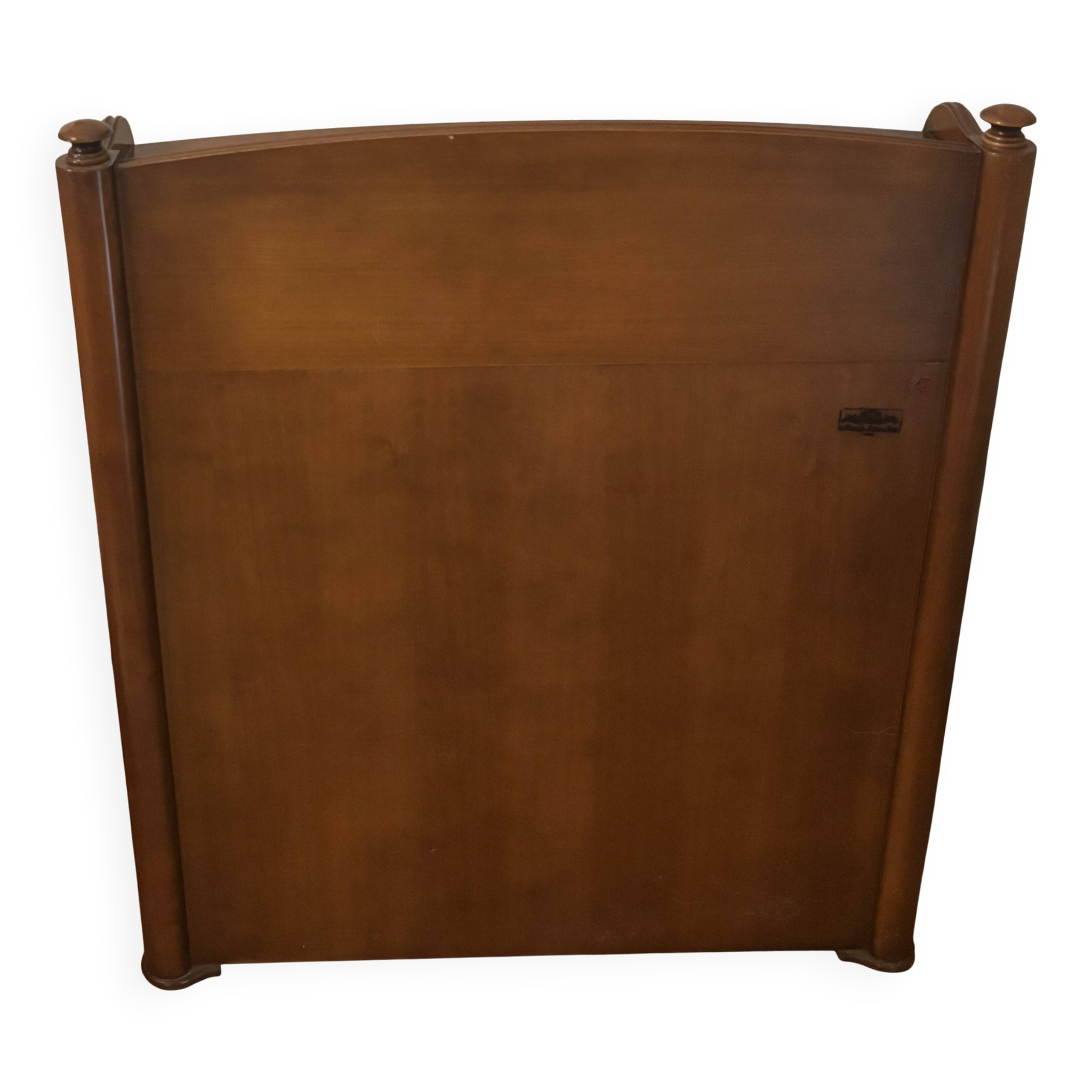 Vintage drop-leaf secretary with a green leather top and inlays.