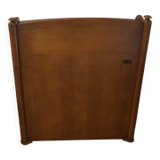 Vintage drop-leaf secretary with a green leather top and inlays.