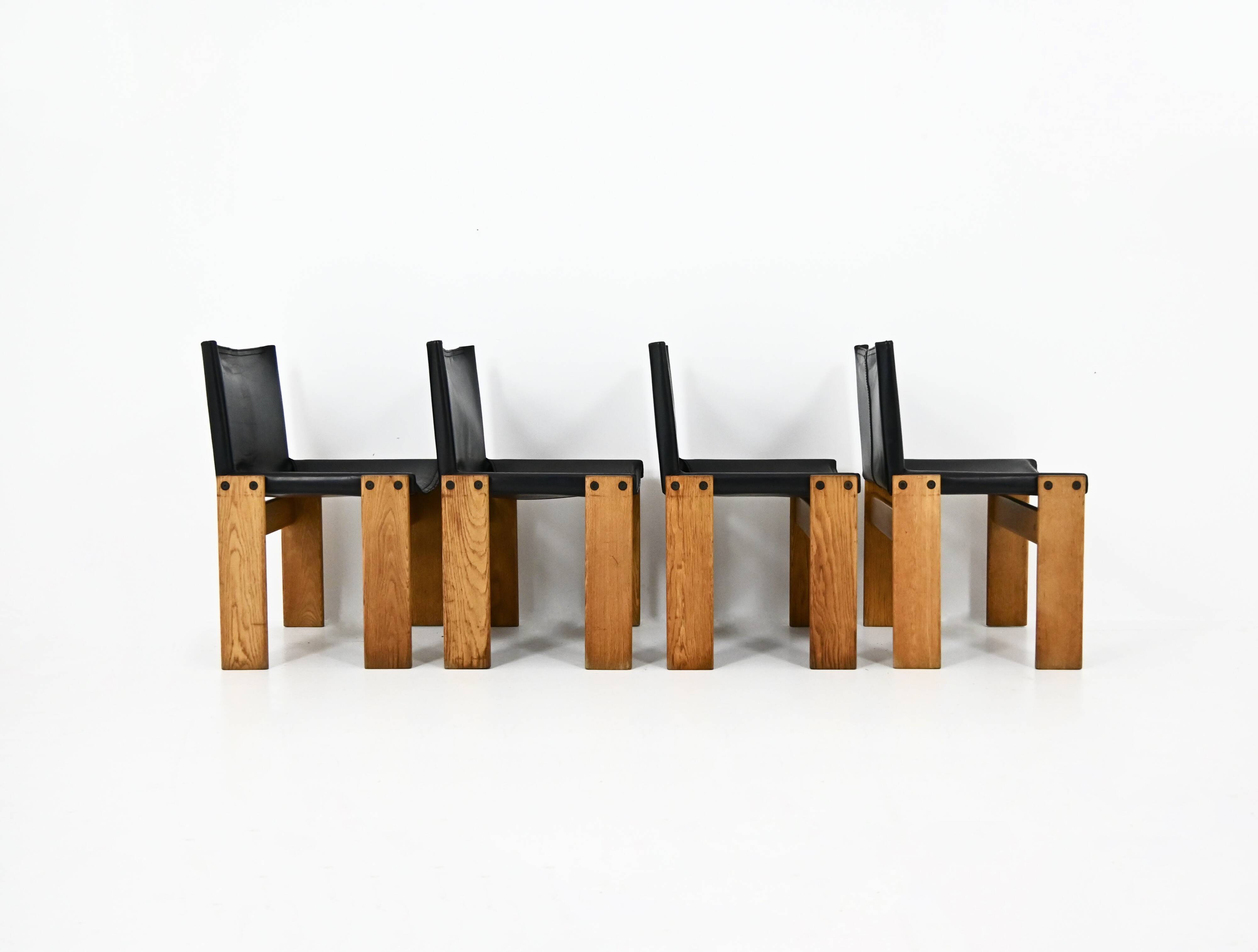 Monk dining chairs by Afra & Tobia Scarpa for Molteni, 1970s