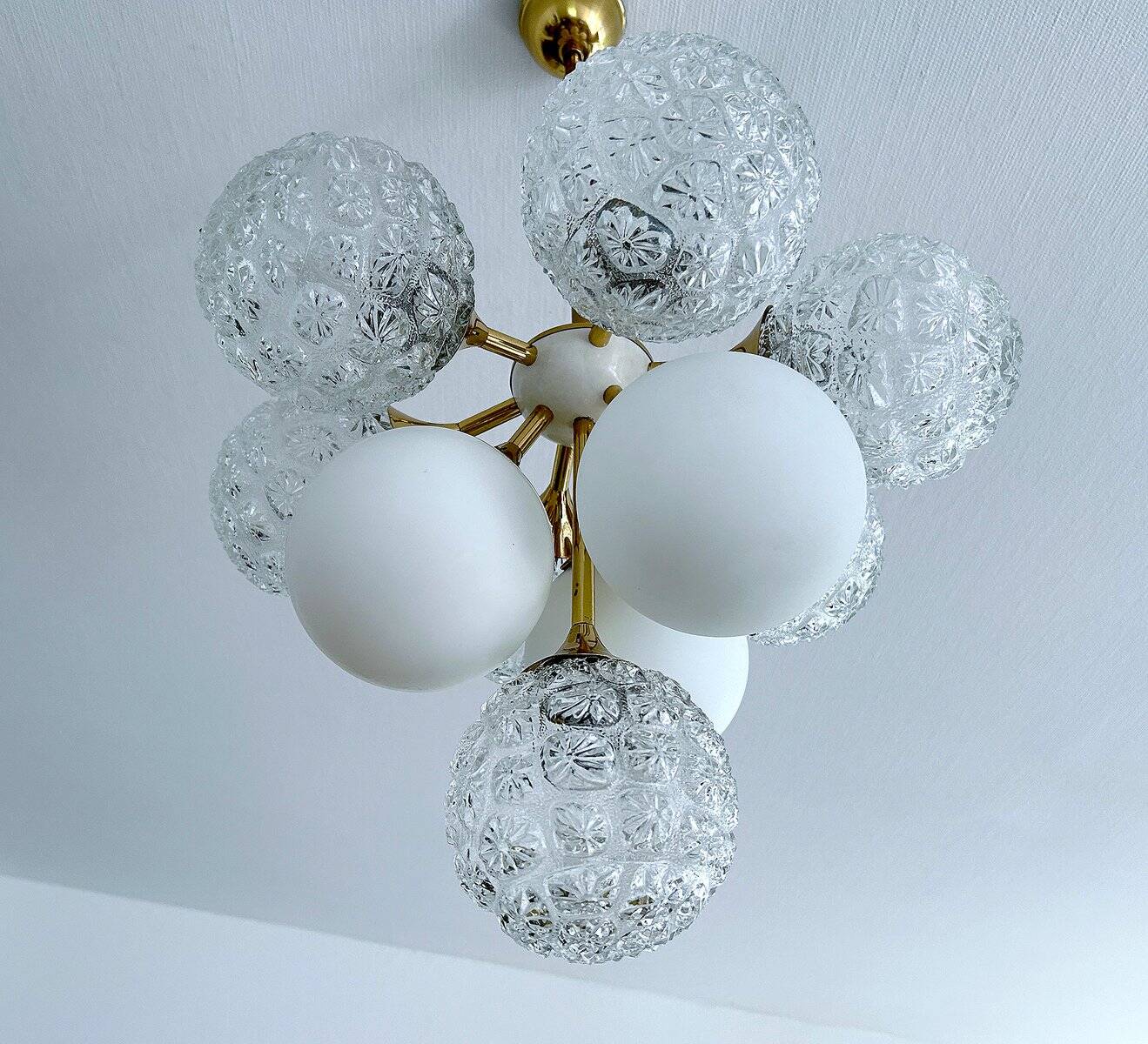 Large  Vintage Glass Pendant Light, 1960s