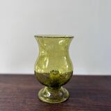 candle holder in biot green bubble glass from the 60s