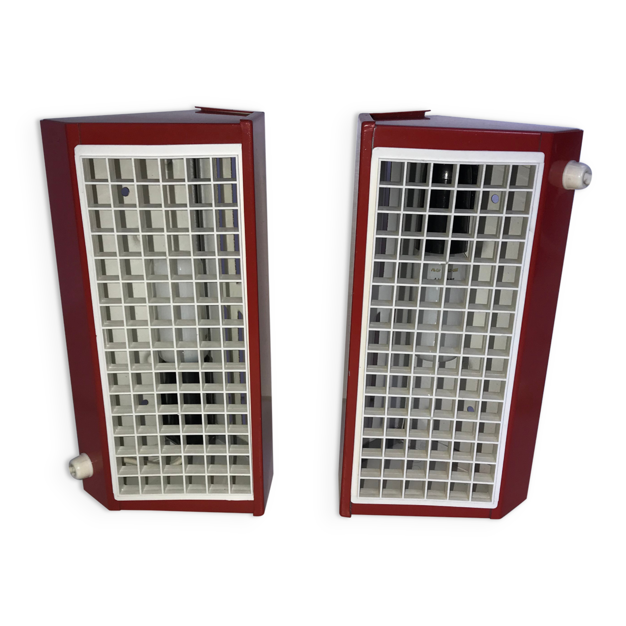 Pair of IKEA metal wall lights, type V204, red