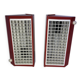 Pair of ikea type v204 red metal wall lights