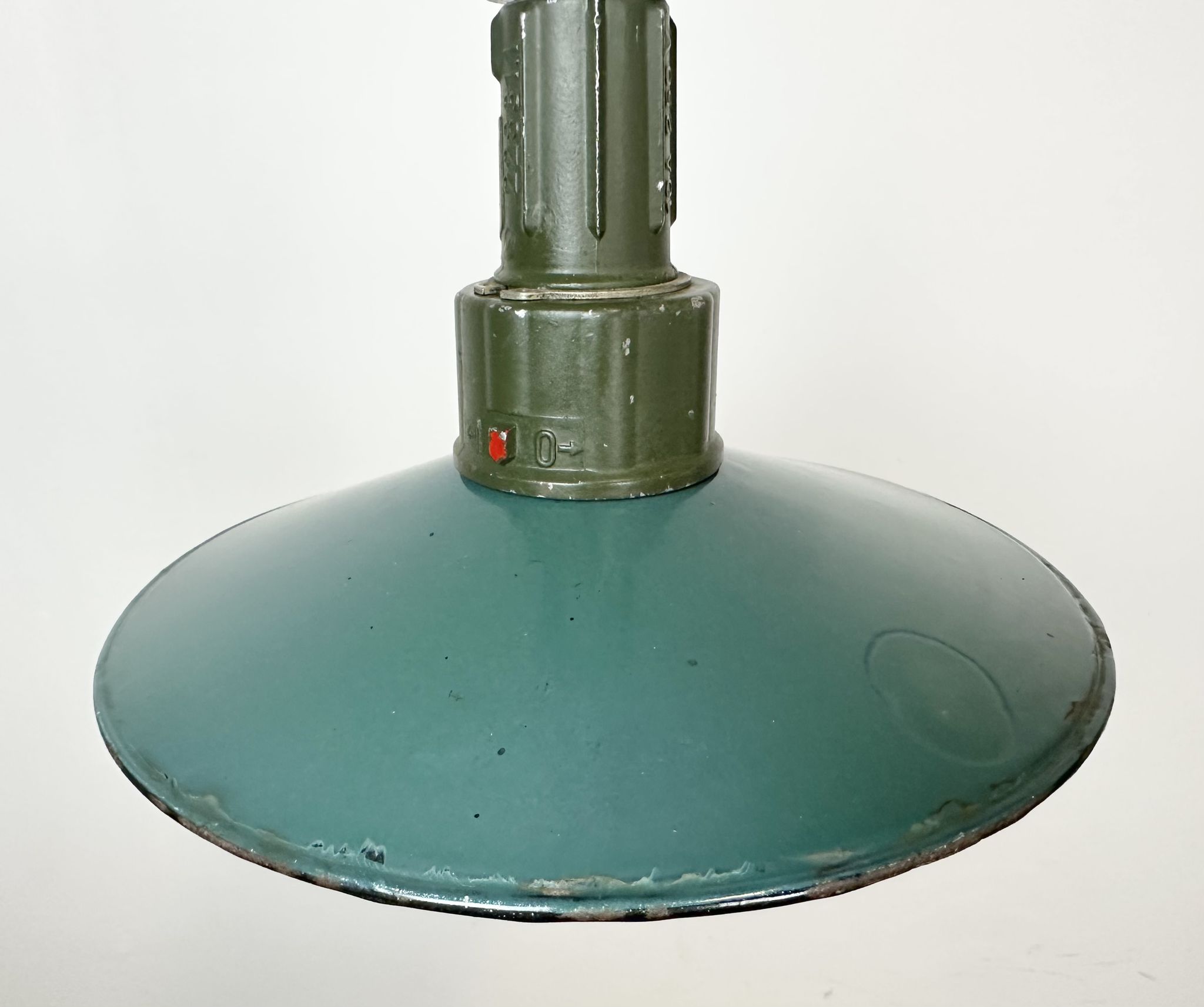 Industrial Green Enamel Pendant Lamp with Cast Aluminium Top, 1960