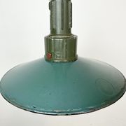 Industrial Green Enamel Pendant Lamp with Cast Aluminium Top, 1960