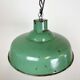 Industrial french green enamel factory lamp, 1960s