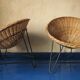 Pair of mid century bamboo and iron pod chairs, 1960s