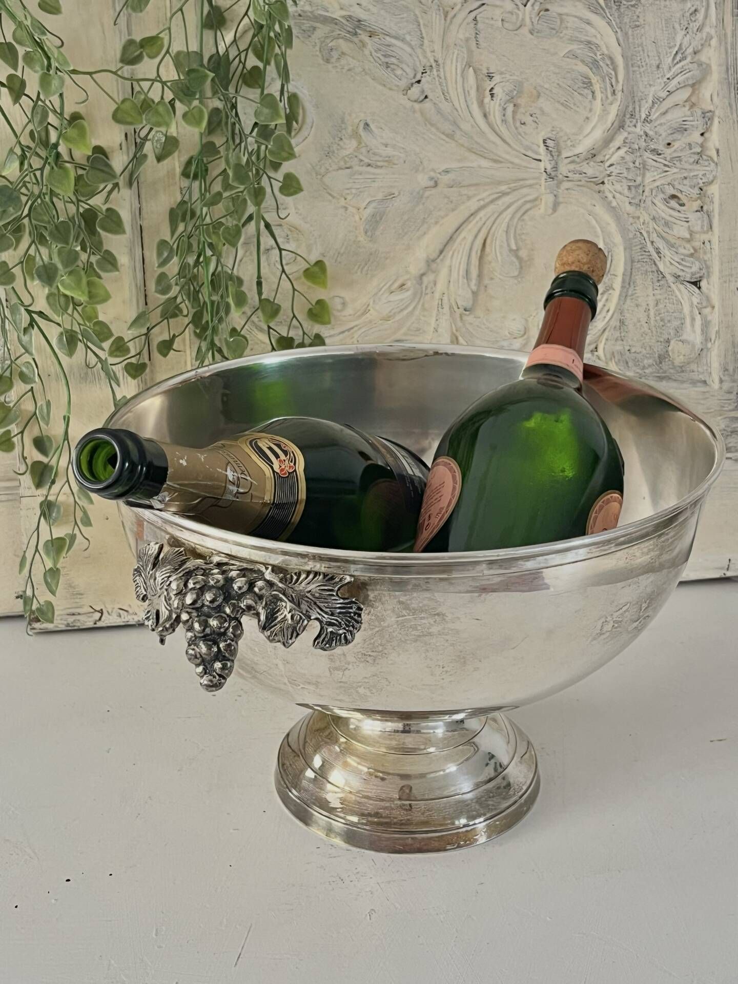 Champagne bucket Silver Plated with Grape Handles, Cl