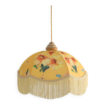 Suspension vintage abat-jour Dahlias