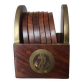 6 coasters in rosewood and brass 1970