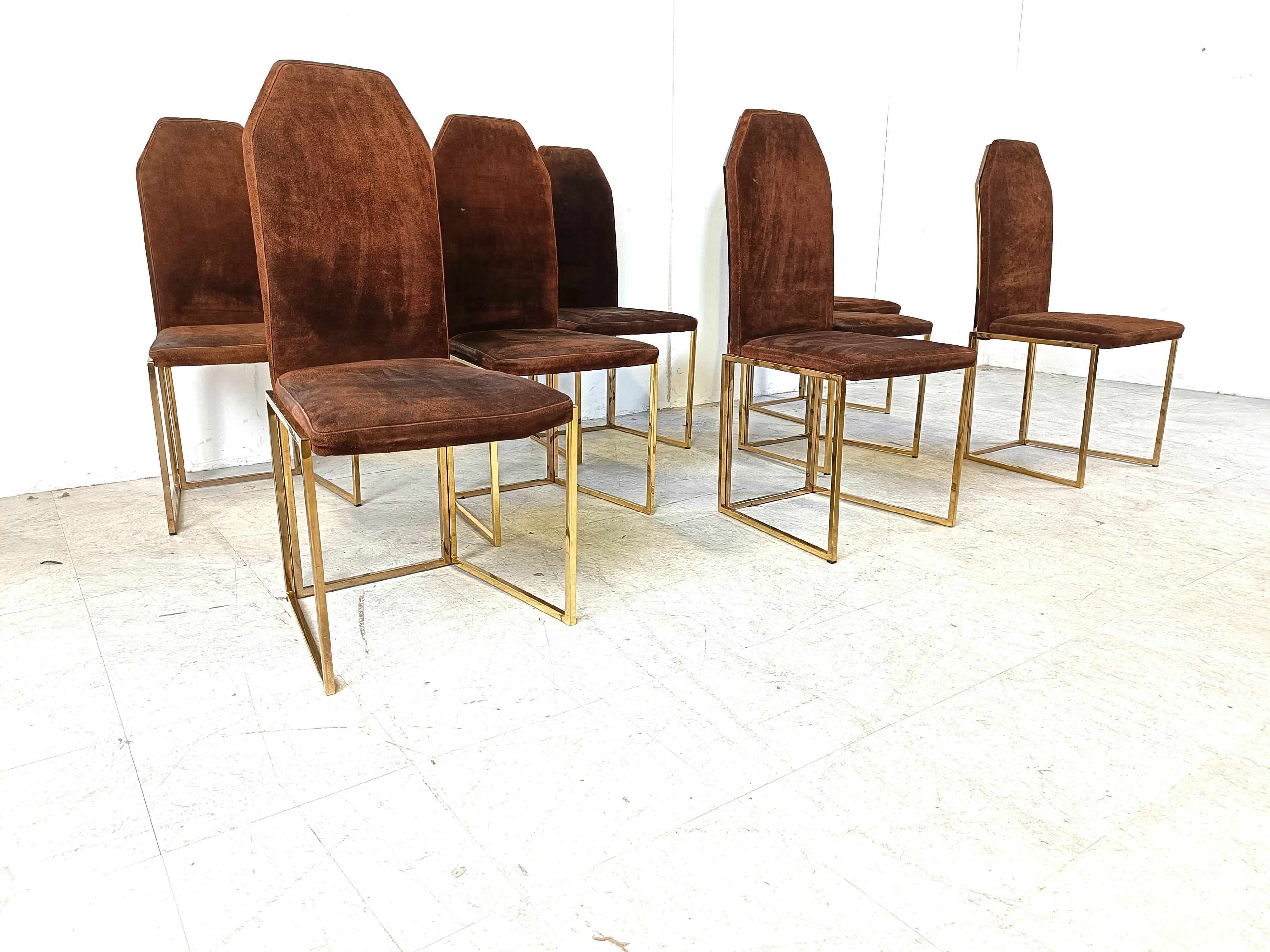 Vintage brass dining chairs by Belgo chrom, 1970s