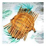 Vintage fruit bowl - woven rattan basket 1960-1970 Boho nature decor