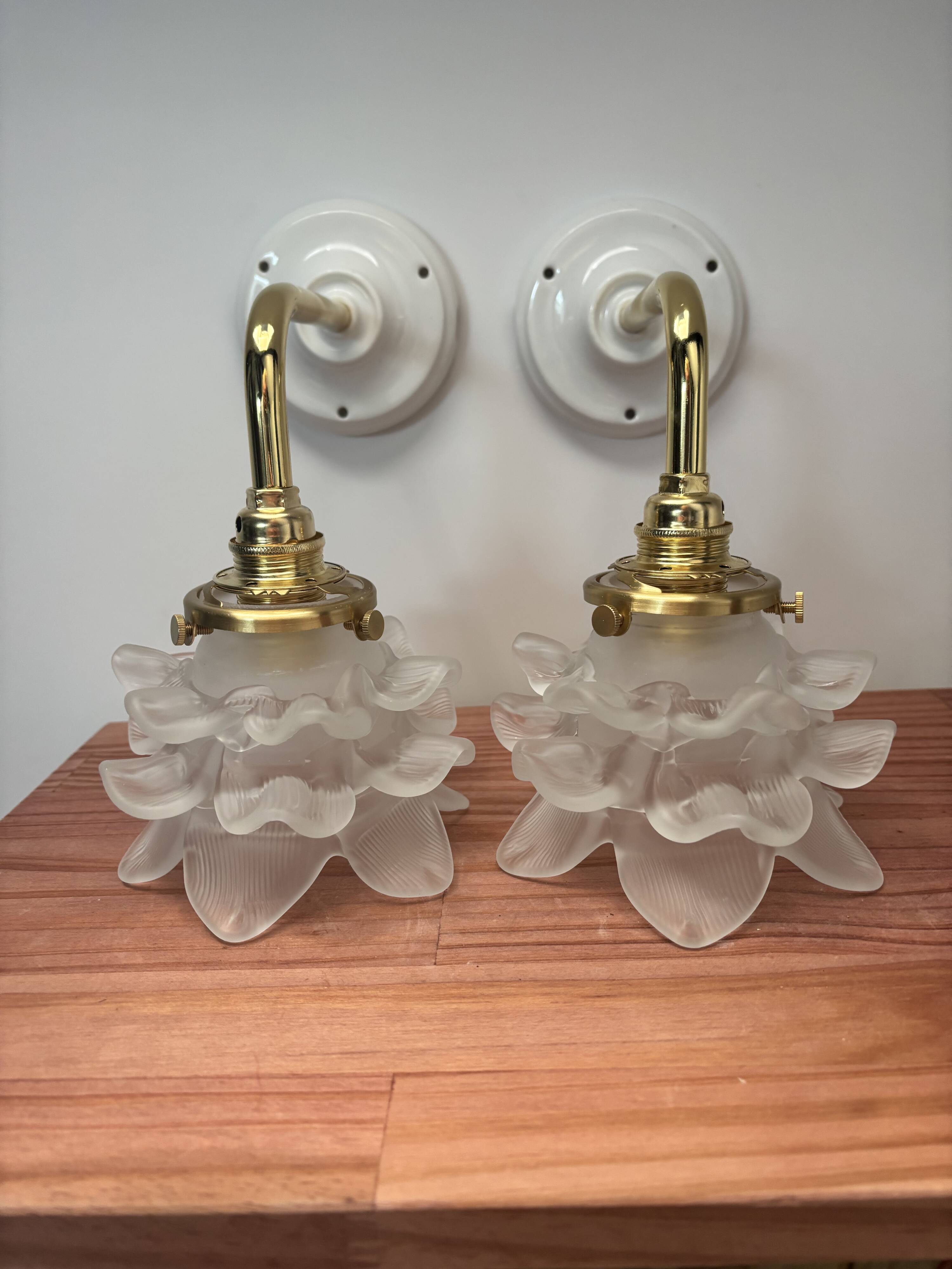 Pair of tulip flower wall lights