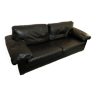2 vintage Guermonprez sofas in black grained leather