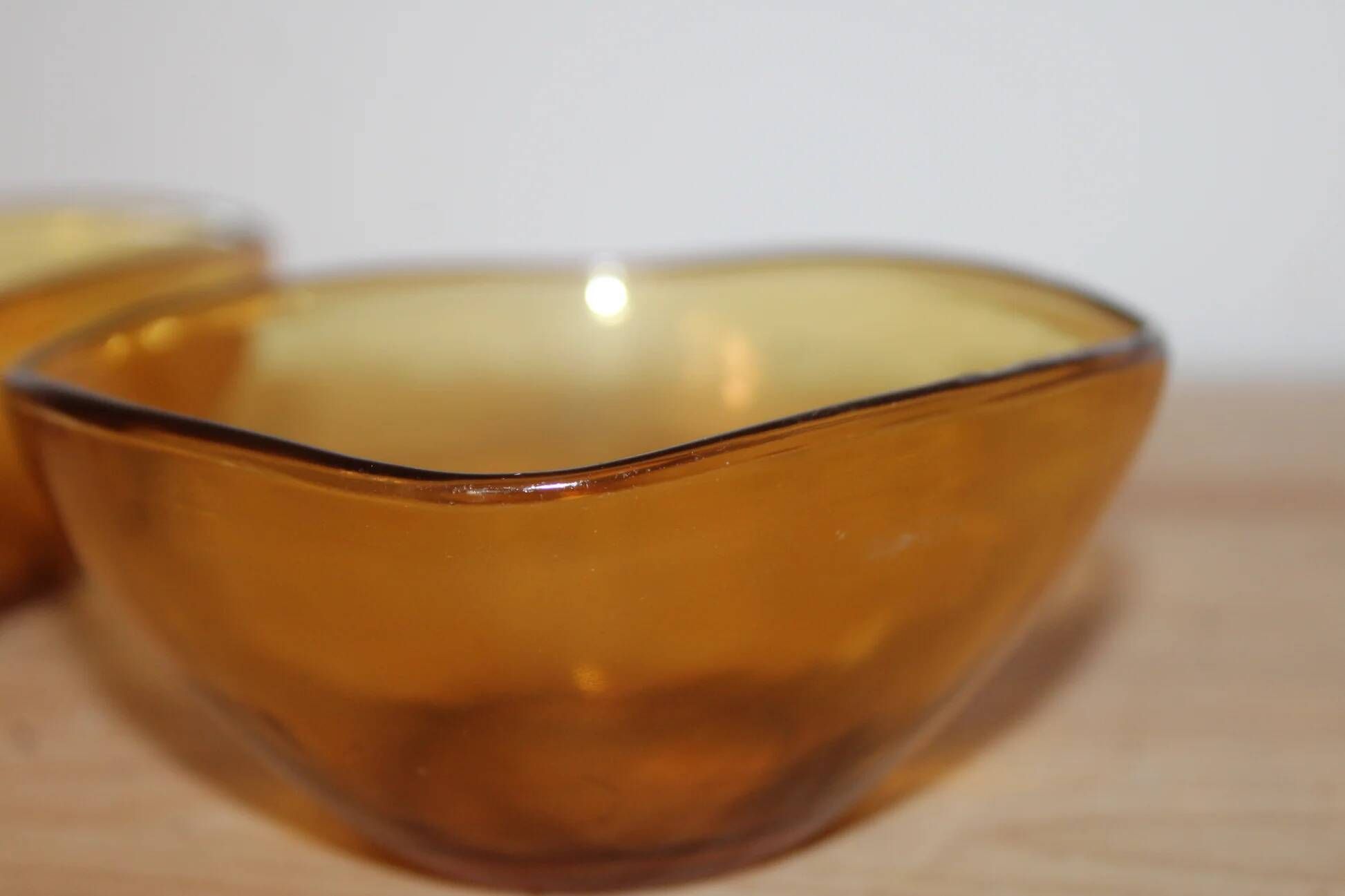 Set of 2 vintage amber glass ramekins – 1970s – Made in France