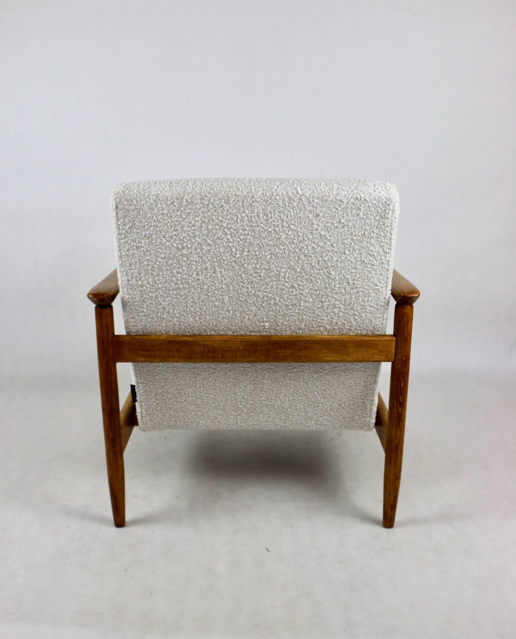 GFM-142 armchair, design by Edmund Homa from the 70s, white ivory boucle - 2 pieces available