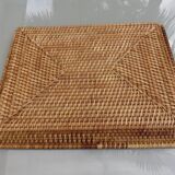 Tray with handles rattan