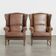 Set of 2 cow leather wingback armchairs in English style