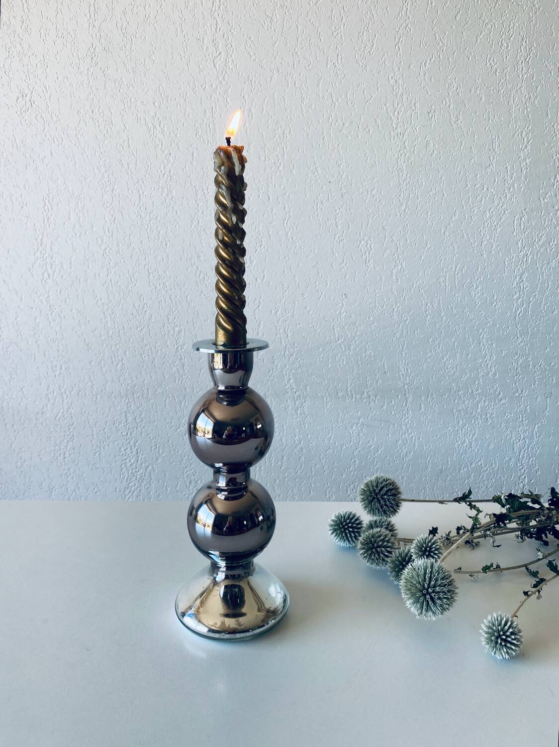 Eglomise glass candle holder
