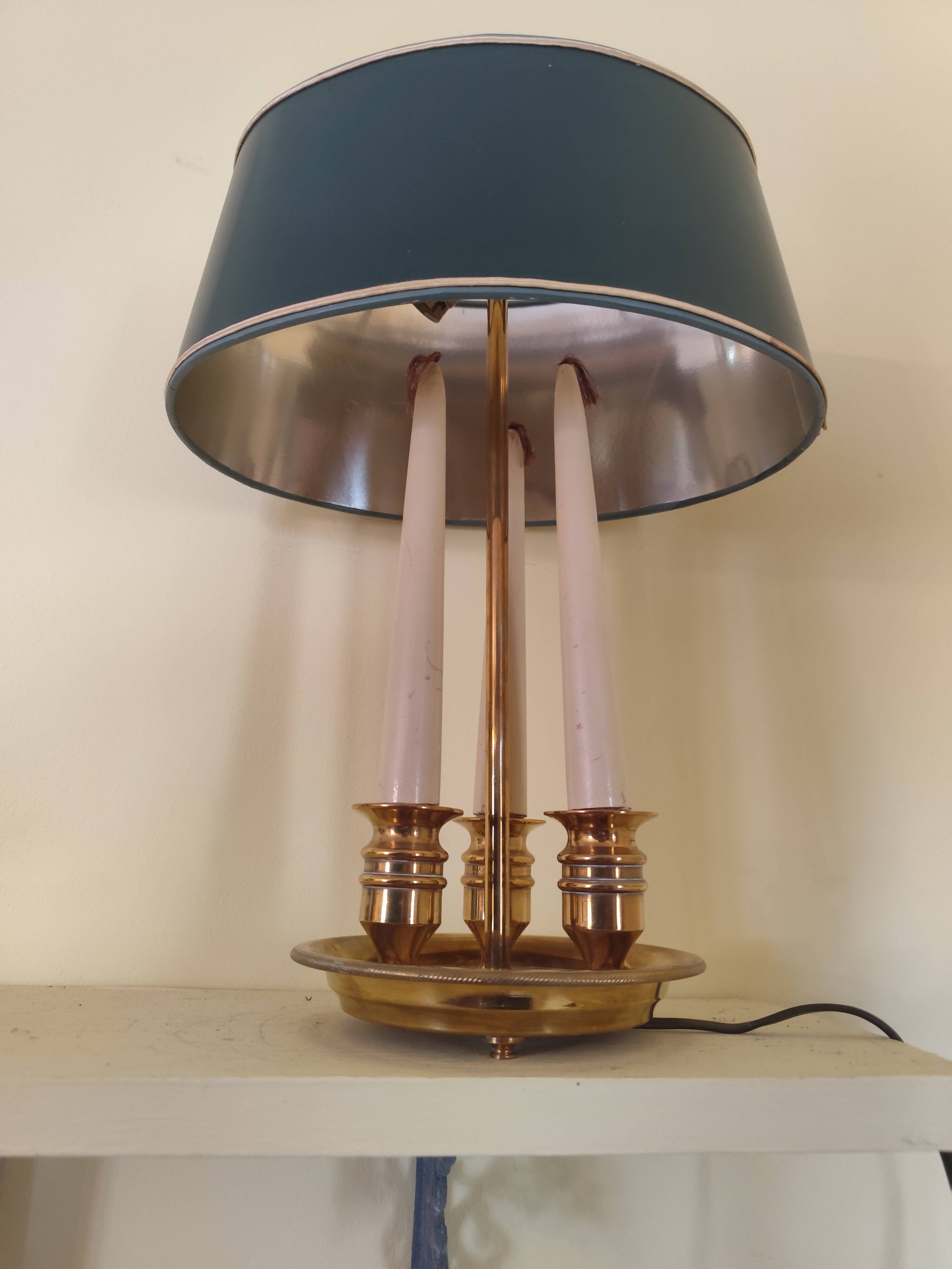 Empire style hot water bottle lamp - bronze and brass candle holder lamp