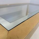 Italian Table Parchment and Glass, Attr. Aldo Tura, 1970s