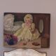 Oil on panel vintage 1930/1950 doll portrait